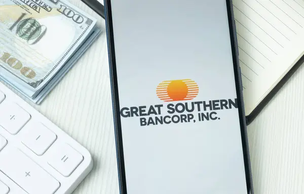 stock image New York, USA - 21 June 2024: Great Southern Bancorp Logo on Phone Screen, Company Icon.