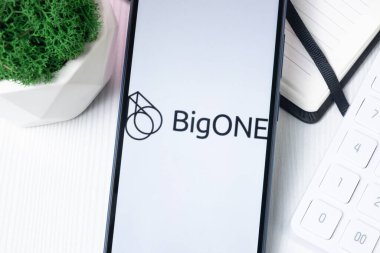 New York, ABD - 1 Ağustos 2024: Telefon Ekranında BigONE Logosu, Kripto Takas Şirketi İmzası.