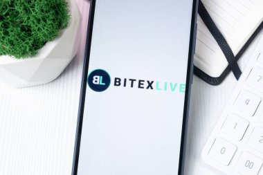 New York, ABD - 1 Ağustos 2024: Bitexlive Logo on Phone Screen, Crypto Exchange Company İmza.