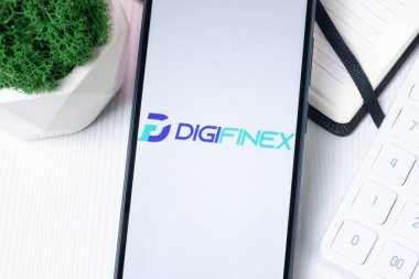 New York, ABD - 1 Ağustos 2024: DigiFinex Logosu Telefon Ekranı, Kripto Takas Şirketi İmzası.
