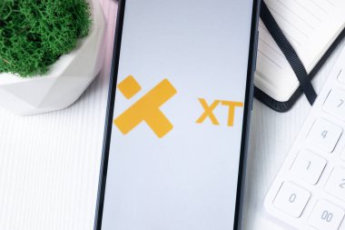 New York, ABD - 1 Ağustos 2024: Telsiz Logosu Telefon Ekranı, Kripto Takas Şirketi İmzası.