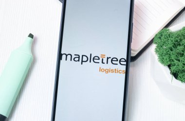 New York, USA - 1 August 2024: Mapletree Logistics Trust Logo on Phone Screen, Company Icon on Display. clipart