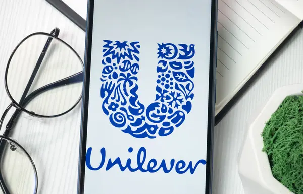 stock image New York, USA - 21 June 2024: Unilever Logo on Phone Screen, Company Icon.