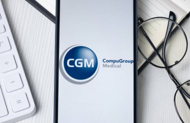 New York, ABD - 21 Haziran 2024: Telefon Ekranında CompuGroup Medikal Logosu, CGM Company Icon.