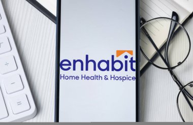 New York, ABD - 21 Haziran 2024: Telefon ekranında logo, Şirket Simgesi.