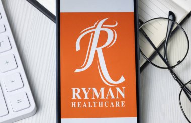 New York, USA - 21 June 2024: Ryman Healthcare Logo on Phone Screen, Company Icon. clipart