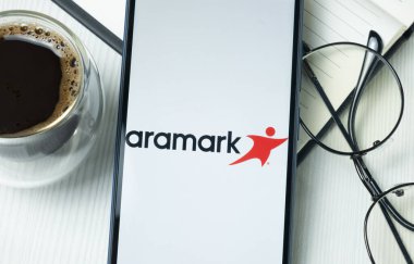 New York, ABD - 21 Haziran 2024: Aramark Logosu Telefon Ekranında, Şirket Simgesi.