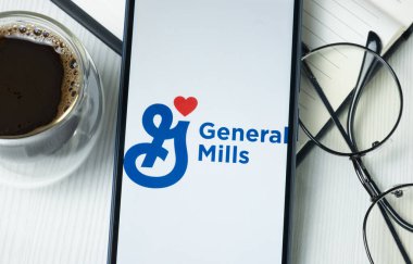 New York, ABD - 21 Haziran 2024: General Mills Logosu Telefon Ekranında, Şirket Simgesi.