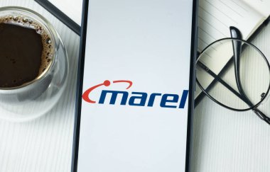 New York, ABD - 21 Haziran 2024: Marel Logosu Telefon Ekranı, Şirket Simgesi.