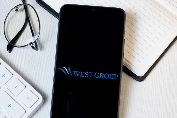 stock image New York, USA - 21 June 2024: West Group Logo on Phone Screen, Company Icon.