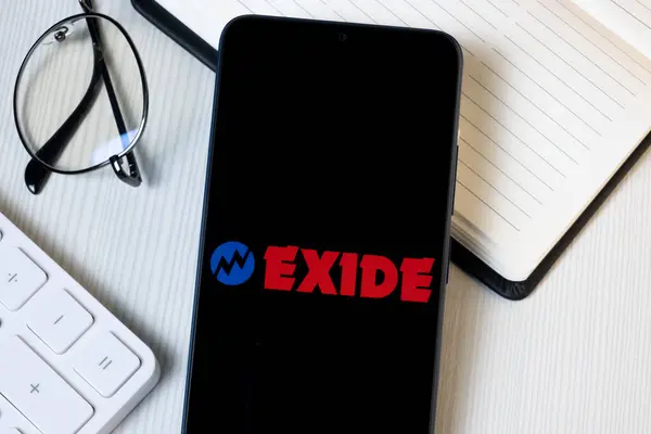 stock image New York, USA - 21 June 2024: Exide Industries Logo on Phone Screen, Company Icon.