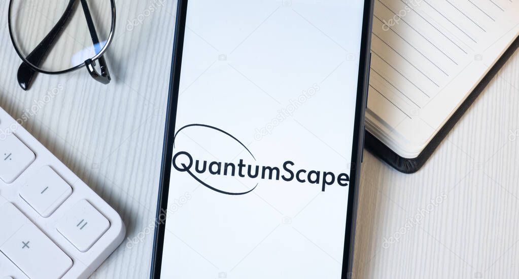 New York, USA - 21 June 2024: QuantumScape Logo on Phone Screen, Company Icon.