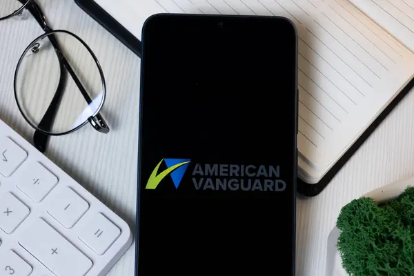 stock image New York, USA - 11 June 2024: American Vanguard Logo on Phone Screen, Company Icon.