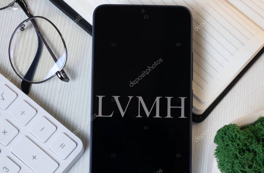New York, USA - 11 June 2024: LVMH Logo on Phone Screen, Company Icon.