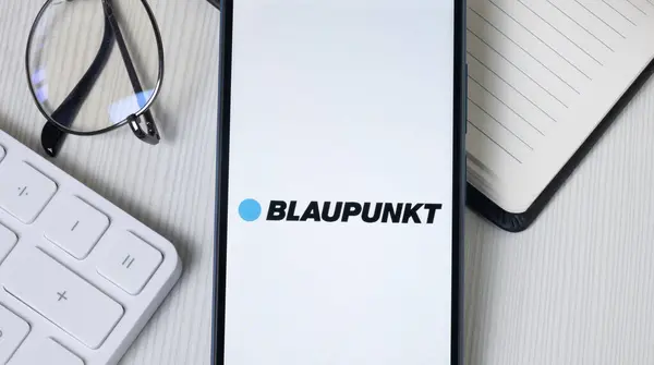 stock image New York, USA - 21 June 2024: Blaupunkt Logo on Phone Screen, Company Icon.