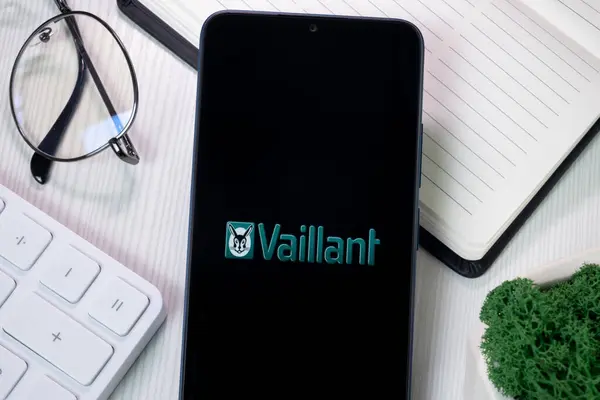 stock image New York, USA - 21 June 2024: Vaillant Logo on Phone Screen, Company Icon.