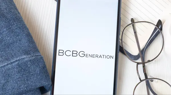 stock image New York, USA - 21 June 2024: BCBGeneration Logo on Phone Screen, Company Icon.