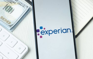 New York, USA - 21 June 2024: Experian Logo on Phone Screen, Company Icon. clipart