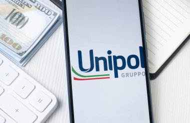 New York, USA - 21 June 2024: Unipol Gruppo Logo on Phone Screen, Company Icon. clipart