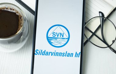 New York, ABD - 21 Haziran 2024: Sildarvinnslan Logosu Telefon Ekranı, Şirket Simgesi.