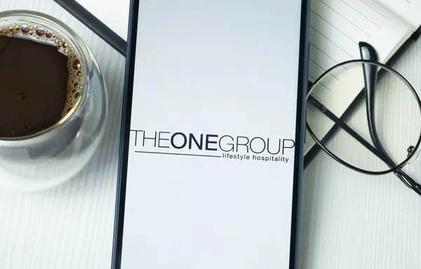 stock image New York, USA - 21 June 2024: The ONE Group Hospitality Logo on Phone Screen, Company Icon.