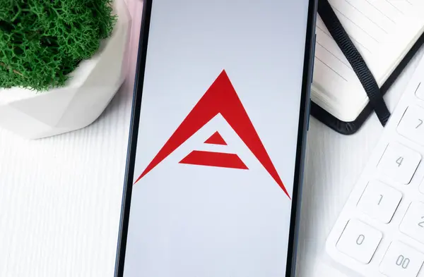 stock image New York, USA - 1 August 2024: ark Logo on Phone Screen, Crypto Coin Icon.