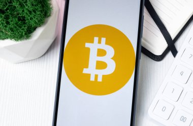 New York, ABD - 1 Ağustos 2024: Bitcoin SV BSV Telefon Ekranı Logosu, Kripto Sikke Simgesi.