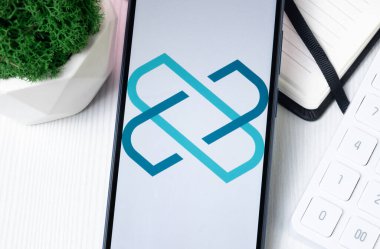 New York, ABD - 1 Ağustos 2024: Loom Ağ Logosu Telefon Ekranı, Kripto Para Simgesi Simgesi.