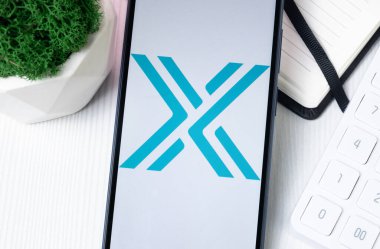 New York, ABD - 1 Ağustos 2024: Telefon Ekranında Değişmez X IMX Logosu, Kripto Sikke Simgesi.