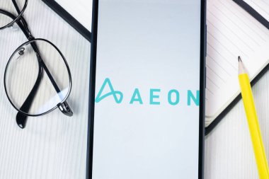 New York, ABD - 1 Ağustos 2024: AEON Biopharma Logosu Telefon Ekranında, Şirket Simgesi Görünümünde.