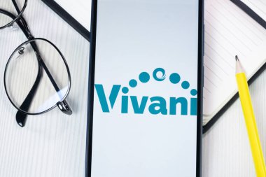 New York, ABD - 1 Ağustos 2024: Vivani Tıbbi Logosu Telefon Ekranında, Şirket Simgesi Ekranda.