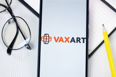 New York, ABD - 1 Ağustos 2024: Vaxart Logosu Telefon Ekranında, Şirket Simgesi Ekranda.
