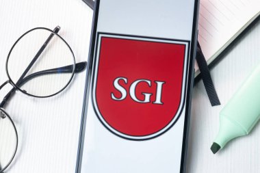 New York, USA - 1 August 2024: Sedlmayr Grund und Immobilien SGI Logo on Phone Screen, Company Icon on Display. clipart