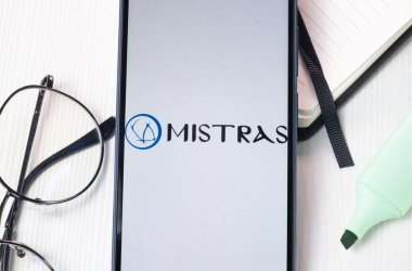 New York, USA - 1 August 2024: MISTRAS Group Logo on Phone Screen, Company Icon on Display. clipart