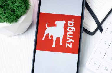 New York, USA - 1 August 2024: Zynga Logo on Phone Screen, Company Icon on Display. clipart