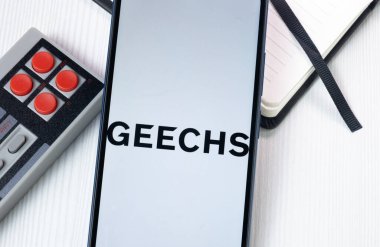 New York, USA - 1 August 2024: geechs Logo on Phone Screen, Company Icon on Display. clipart