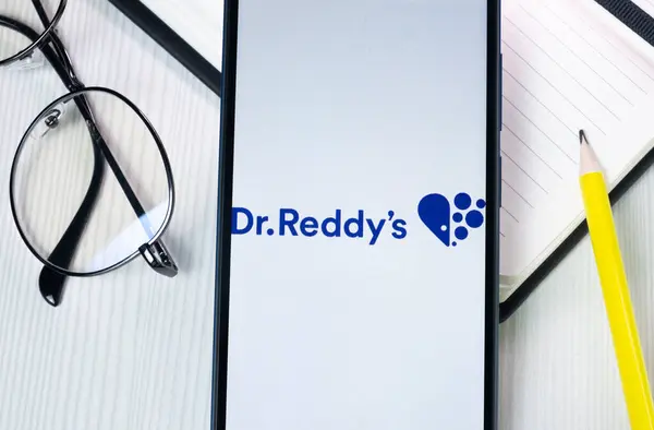 stock image New York, USA - 1 August 2024: Dr. Reddys Laboratories Logo on Phone Screen, Company Icon on Display.