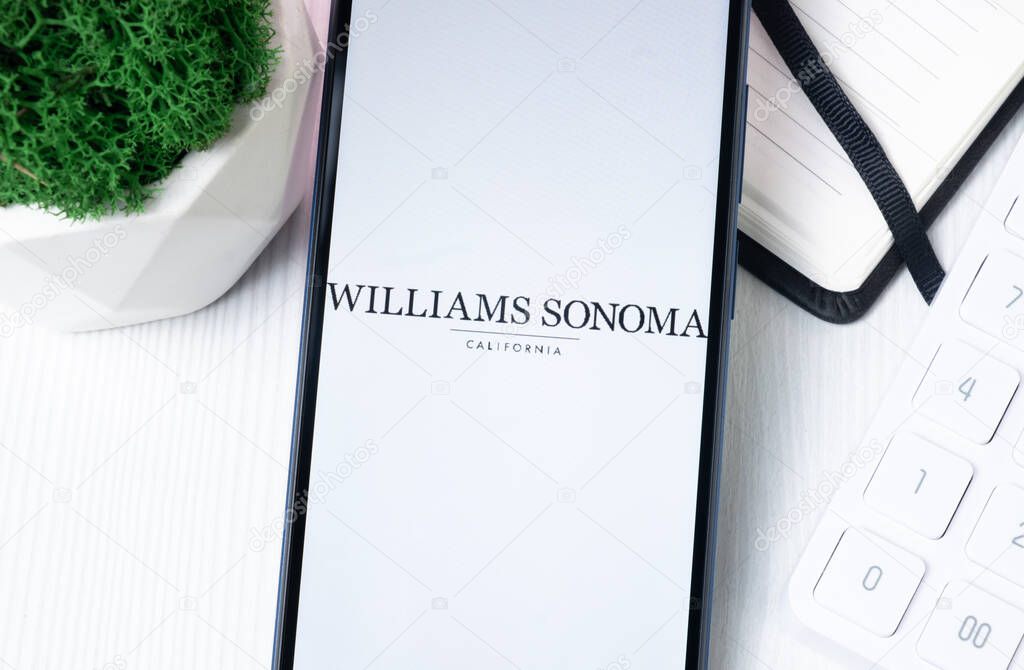 New York, USA - 1 August 2024: Williams Sonoma Logo on Phone Screen, Company Icon on Display.
