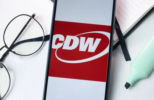 stock image New York, USA - 1 August 2024: CDW Corporation Logo on Phone Screen, Company Icon on Display.