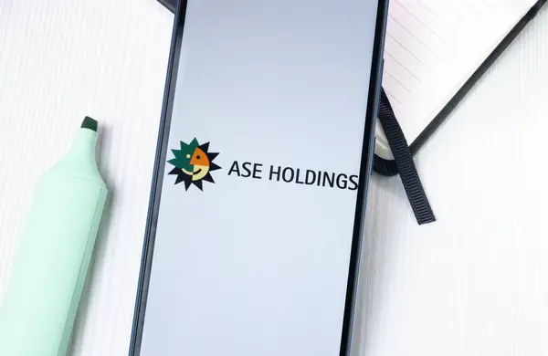 Stock image New York, USA - 1 August 2024: ASE Group Logo on Phone Screen, Company Icon on Display.