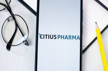 New York, USA - 1 August 2024: Citius Pharmaceuticals Logo on Phone Screen, Company Icon on Display. clipart