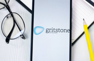 New York, ABD - 1 Ağustos 2024: Gritstone Biyolojik Logosu Telefon Ekranında, Şirket Simgesi Ekranda.