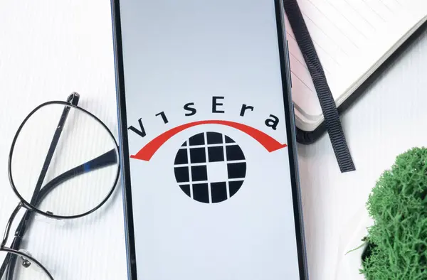 stock image New York, USA - 1 August 2024: VisEra Technologies Logo on Phone Screen, Company Icon on Display.