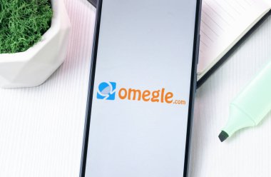 New York, ABD - 1 Ağustos 2024: Telefon Ekranında Omegle Logosu, Ekranda Simge.