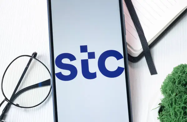 stock image New York, USA - 1 August 2024: Saudi Telecom Company stc Logo on Phone Screen, Company Icon on Display.