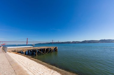 View to the 25th of april bridge from the Maat Museum of Art, Lisbon, Portugal