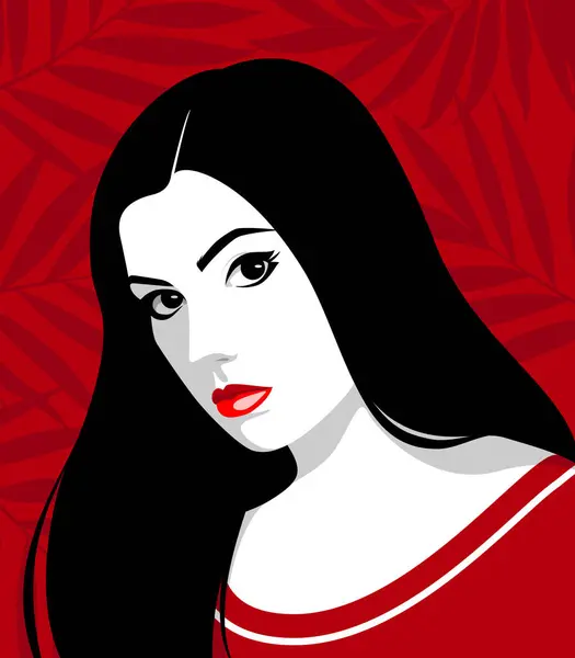 Hermosa Mujer Apasionada Mirando Fijamente Con Labios Rojos Completos Ojos Ilustraciones De Stock Sin Royalties Gratis