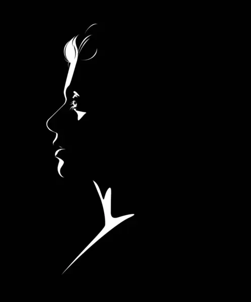 Профиль Силуэт Молодой Красивой Женщины Подсветке Темном Фоне Векторная Иллюстрация Стоковая Иллюстрация