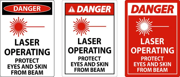 Danger Laser Operating Protect Eyes Skin Beam Sign — Stock Vector