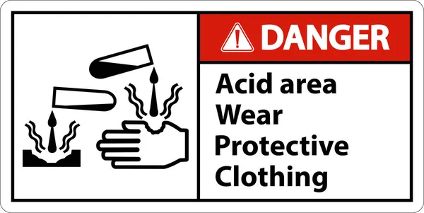 stock vector Danger Acid Area Wear Protective Clothing Sign